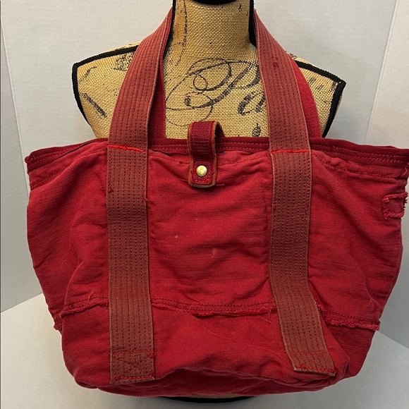 GAP COTTON/HEMP RED LARGE TOTE BAG - Picture 4 of 16